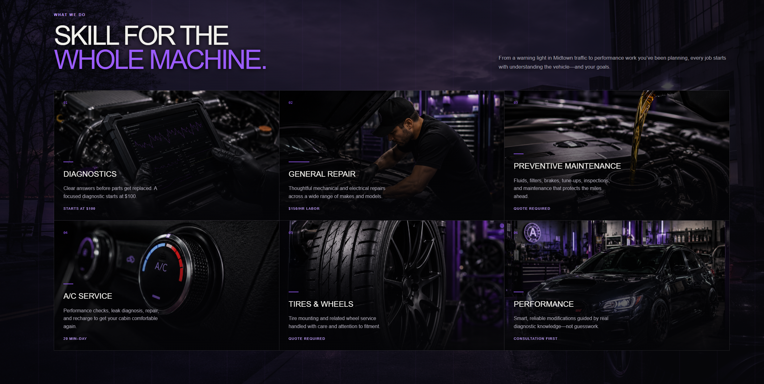 Screenshot of the Alburquerque Auto automotive repair website