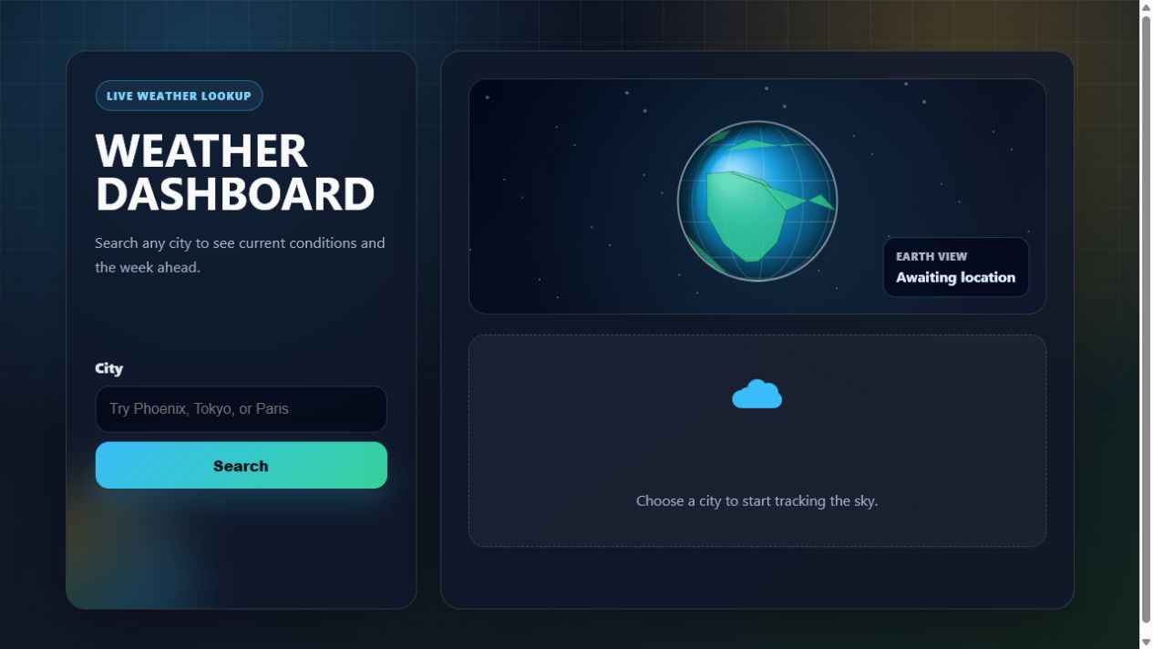 Screenshot of the Weather Dashboard demo