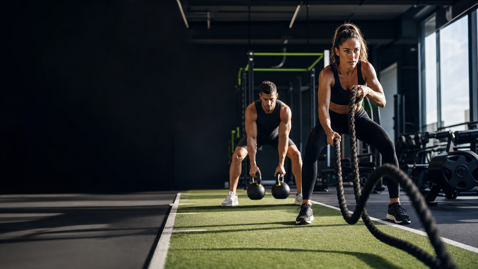 Athletes training in a premium fitness studio